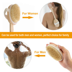 1Pc Bath Brush 15in Shower Body Back Scrubber With Long Handle Detachable Brush For Cellulite Exfoliating Detox