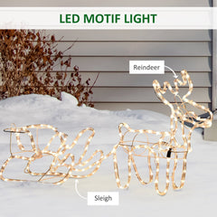 35" Christmas Reindeer and Sleigh with LED Motif Warm Lighting