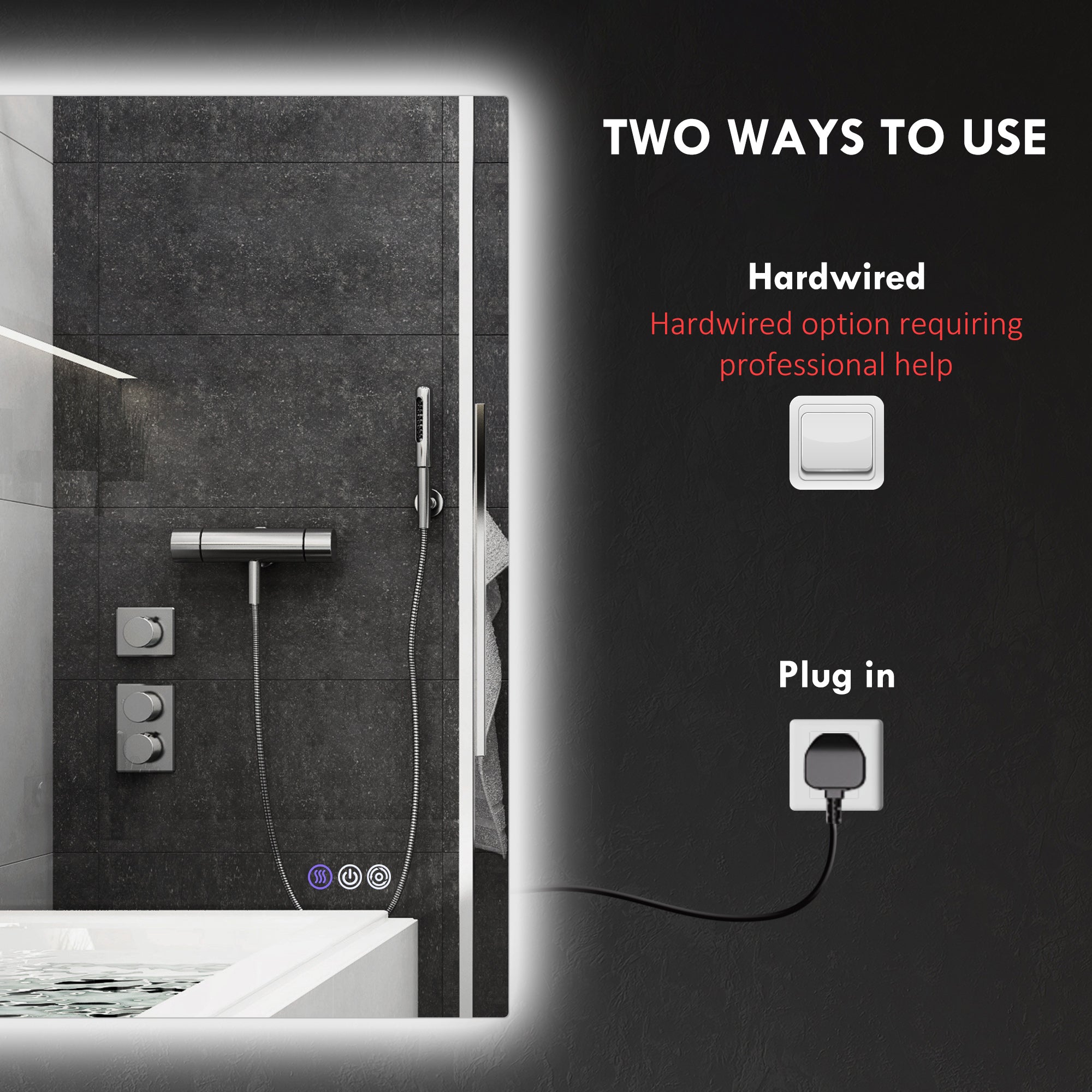 Dimmable Bathroom Mirror with Lights, 37" x 35" Backlit LED Mirror w/ Anti-Fog, Memory & Infinite Color Temperature