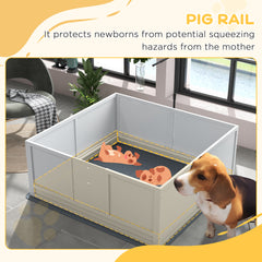 Whelping Box for Puppies with Pee Pad, Pig Rail, Adjustable Door for Small, Medium & Large Breed Dogs Birth, 49" x 48"