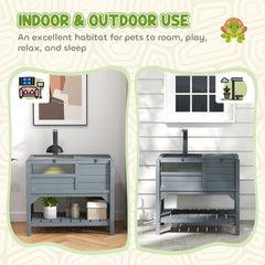 Tortoise Habitat with Shelf Storage Tortoise Gift Accessory with Weather Protection for Indoor, Gray