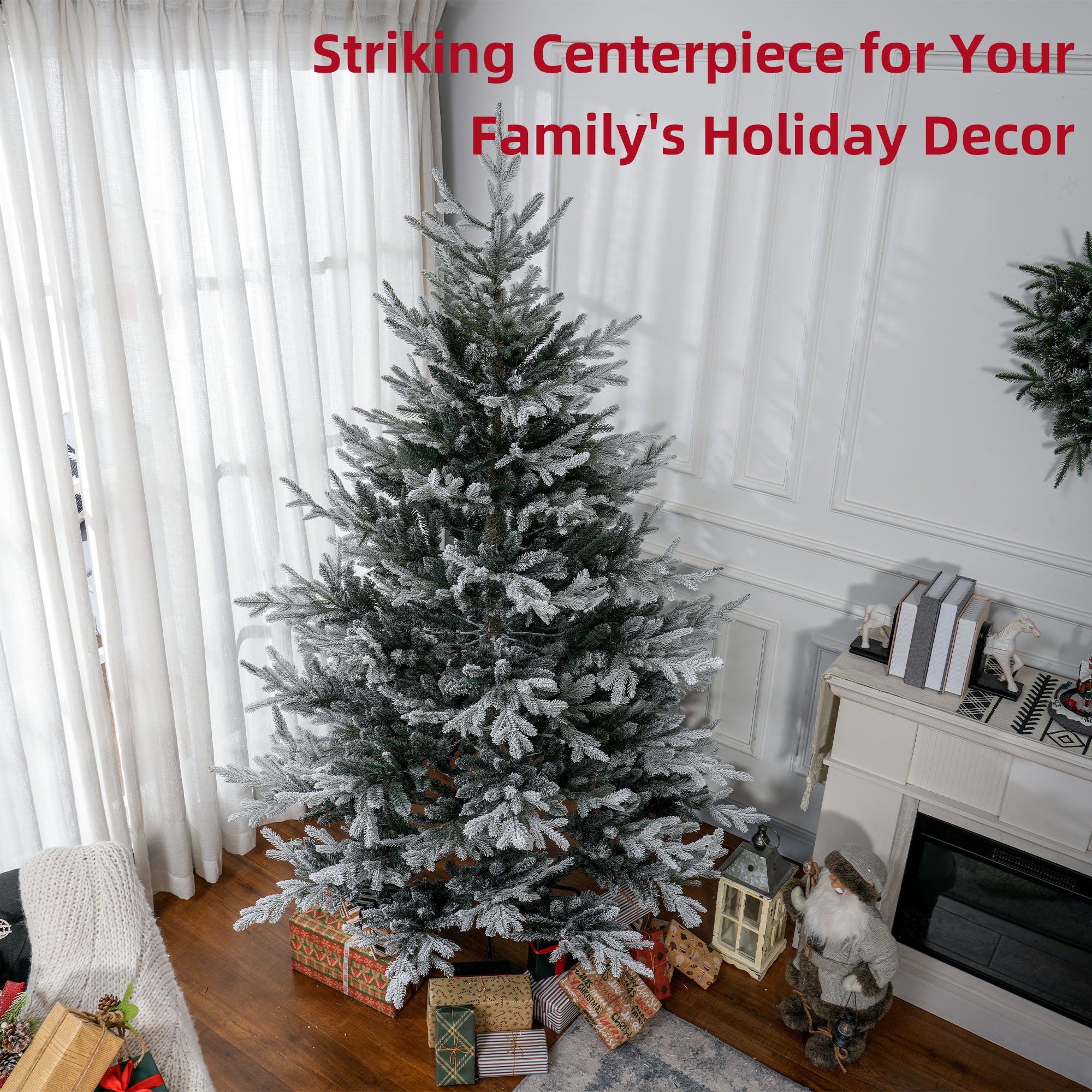 HOMCOM 7.5 Foot Artificial Christmas Tree, Pine Hinged Xmas Tree With 1218 Realistic Branches, Steel Base, Auto Open, Green