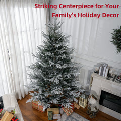 HOMCOM 7.5 Foot Artificial Christmas Tree, Pine Hinged Xmas Tree With 1218 Realistic Branches, Steel Base, Auto Open, Green