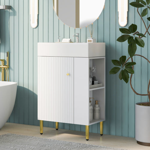 21.6 Inch White Bathroom Vanity, Unavailable Platforms- SHEIN Corporation , Temu