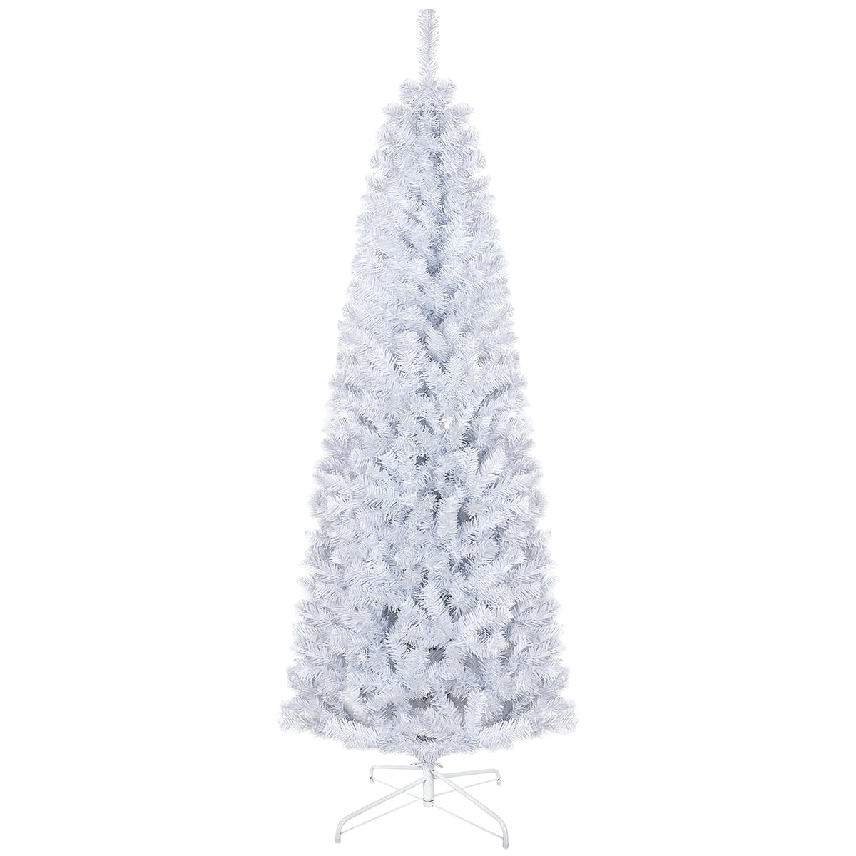 6 FT Artificial Christmas Tree Pencil Xmas Tree with Stand, 618 Tips, Holiday Home Indoor Decoration for Party, White