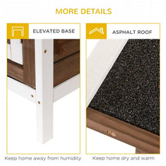 PawHut Wooden Rabbit Hutch Dividers Asphalt Roof For Small Animals & Outdoors, Brown