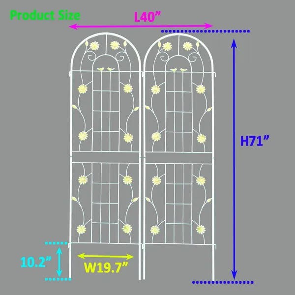 2 Pack Metal Garden Trellis 71" X 19.7" Rustproof Trellis For Climbing Plants Outdoor Flower Support