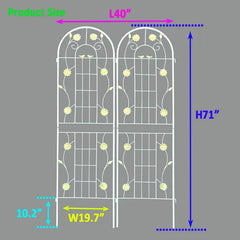 2 Pack Metal Garden Trellis 71" X 19.7" Rustproof Trellis For Climbing Plants Outdoor Flower Support