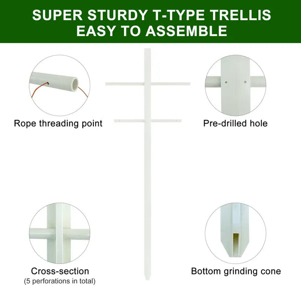 7FT 2PC Hollow T-shaped Climbing Trellis, High-strength Support, Stylish Design, Easily Create A Green Living Wall