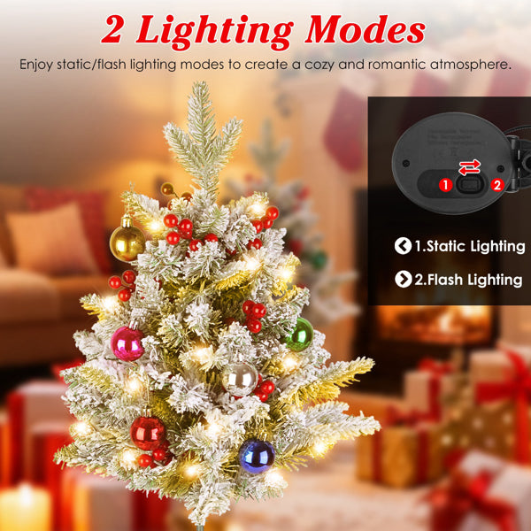 2PCS 50 LED Solar Artificial Christmas Tree - Lifelike Design With 2 Lighting Modes, 600mAh Battery 4H Fast Charge, IP44 Waterproof Holiday Decoration With Red Berries/Decor Balls