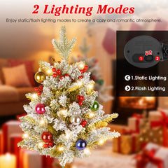 2PCS 50 LED Solar Artificial Christmas Tree - Lifelike Design With 2 Lighting Modes, 600mAh Battery 4H Fast Charge, IP44 Waterproof Holiday Decoration With Red Berries/Decor Balls