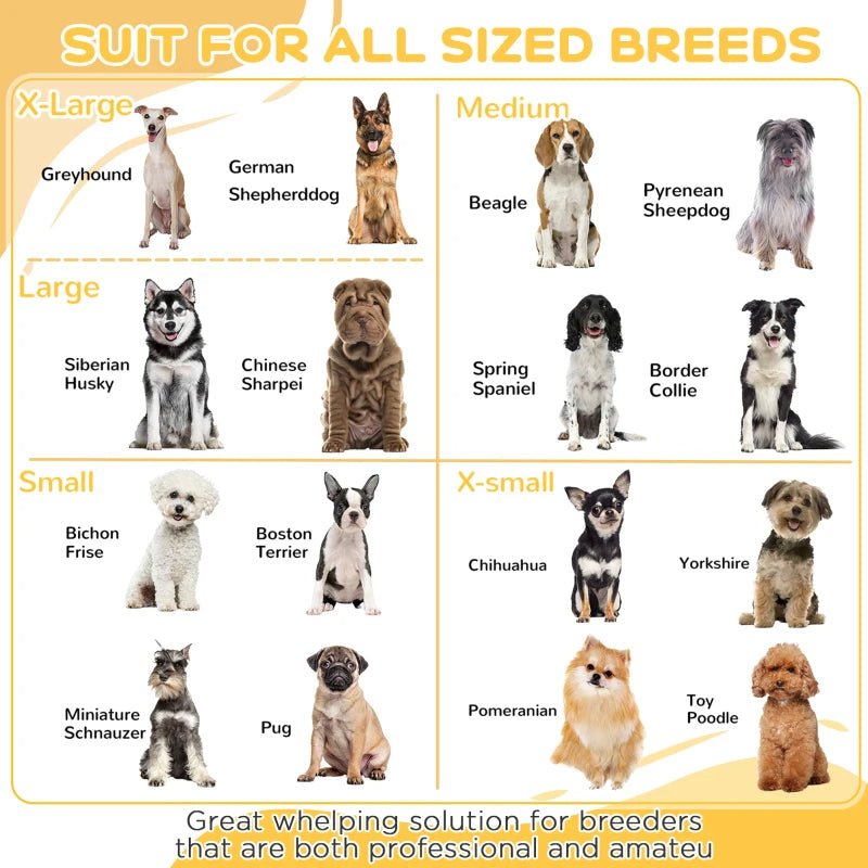 Box For Puppies With Pee Pad, Pig Rail, Adjustable Door For Small, Medium & Large Breed Dogs Birth