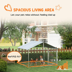 6.6' x 6.6' x 4.9' Dog Kennel Outdoor for Small Medium Dogs with Waterproof Roof, Silver