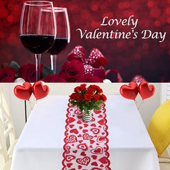 1pc Valentines Day Decorations Table Runner 13 X 72 Inch Lace Heart Table Runner For Wedding Party