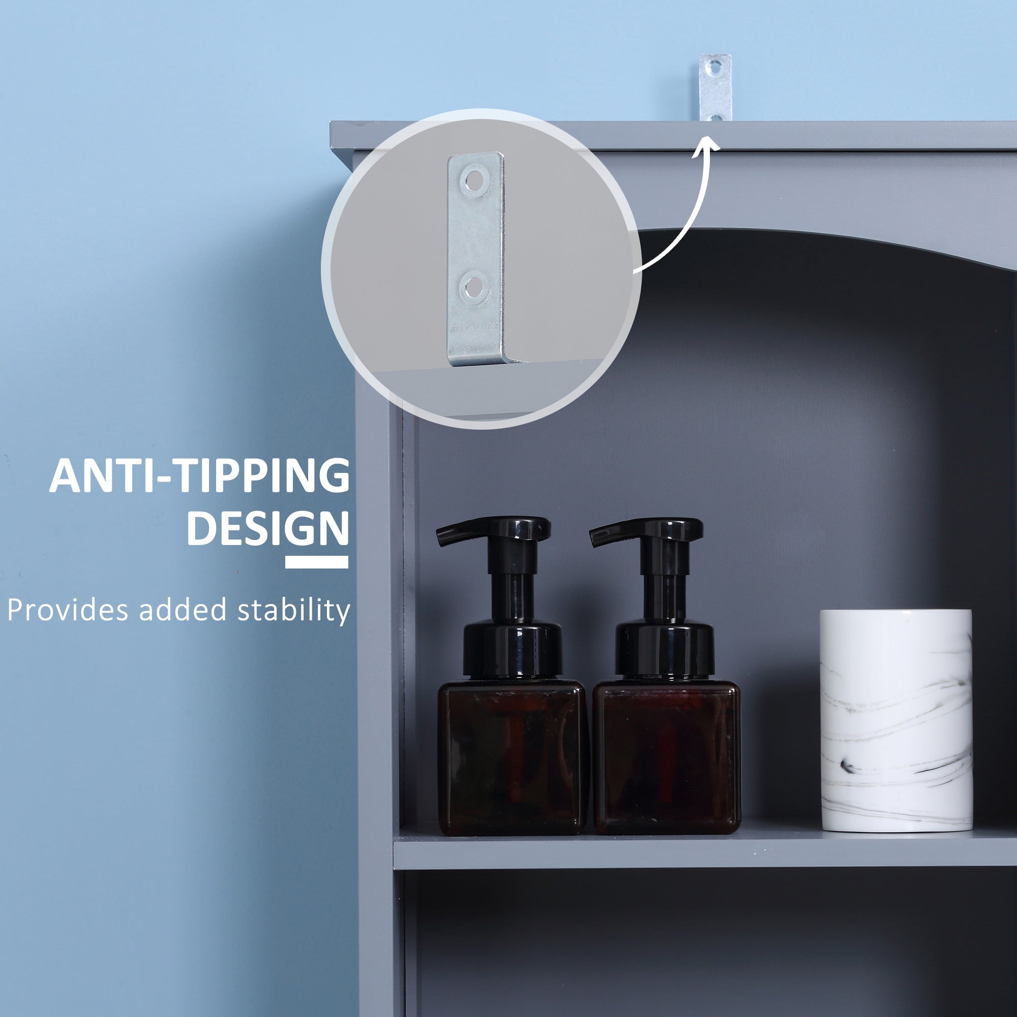 Bathroom Storage Cabinet, Free Standing Bathroom Storage Unit, Tall Linen Tower with 3-Tier Shelves and Drawer, Grey