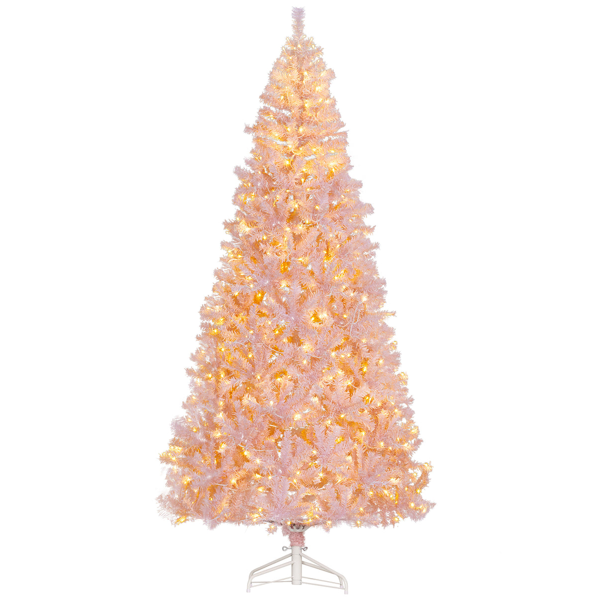 7.5 FT Tall PreLit Artificial Christmas Tree with Realistic Branches, 500 Warm White LED Lights and 1346 Tips, Pink