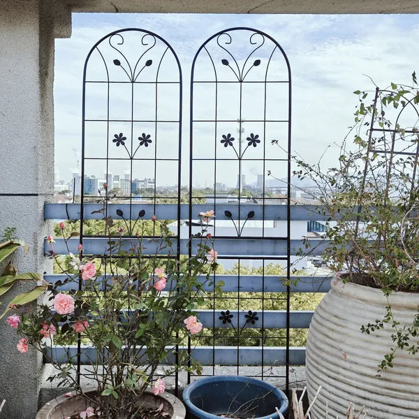 2 Pack Metal Garden Trellis 86.7" X 19.7" Rustproof Trellis For Climbing Plants Outdoor Flower Support Black