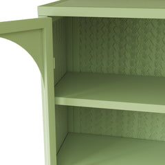 Glass Door Modern Two-door Wall Cabinet, Wall Cabinet With Characteristic Woven Pattern, Green Unavailable Platforms- Temu