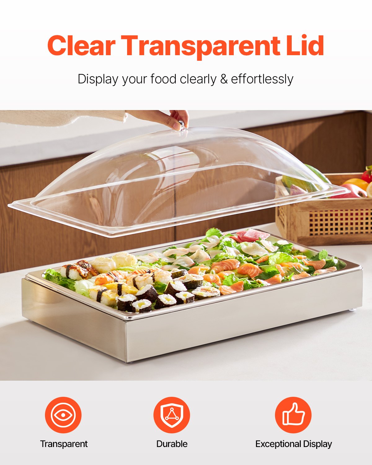 Countertop Food Serving Display Container Condiment Dispenser Tray With Lid