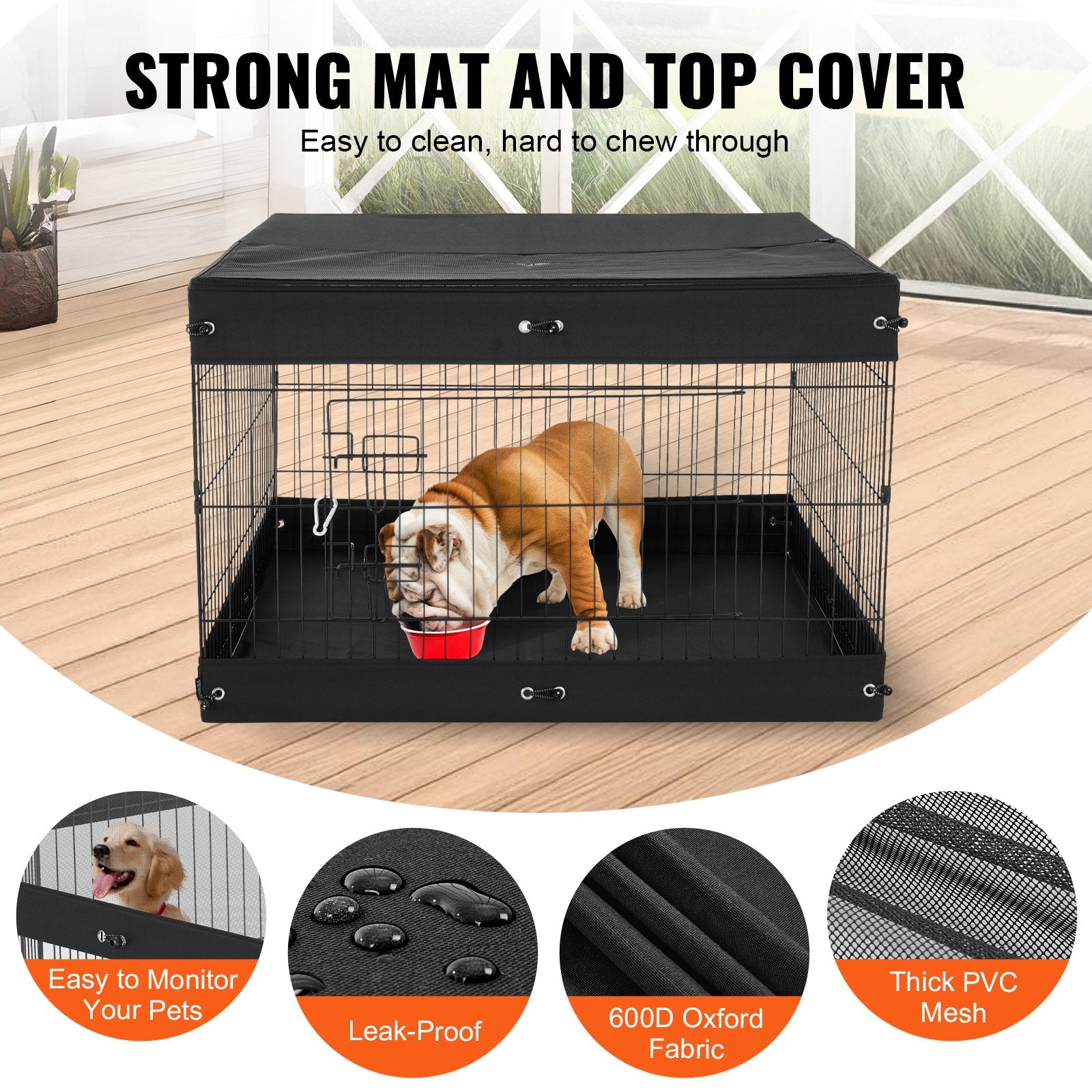 Dog Playpen 4 Panels Foldable Metal Dog Exercise Pen With Bottom Pad Cover