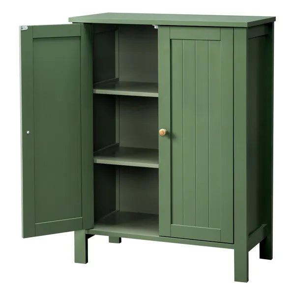 Forest Green MDF Painted With Vertical Stripes, 60*30*80cm, Double Door Bathroom Vanity
