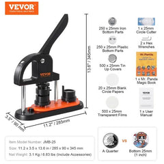 Button Maker Machine, 0.98 Inch 25mm Pin Maker With 500pcs Button Parts, Button Maker With Panda Magic Book, Ergonomic Arc Handle Punch Press Kit, For Children DIY Gifts And Christmas