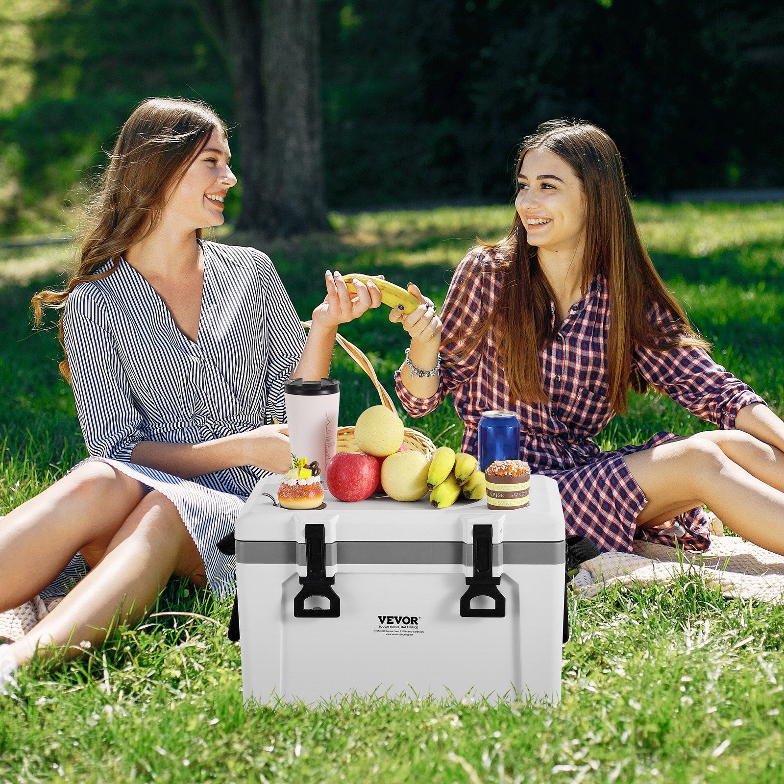 Portable Cooler 26 QT Insulated Hard Cooler 38 Can Capacity With Handles Strap