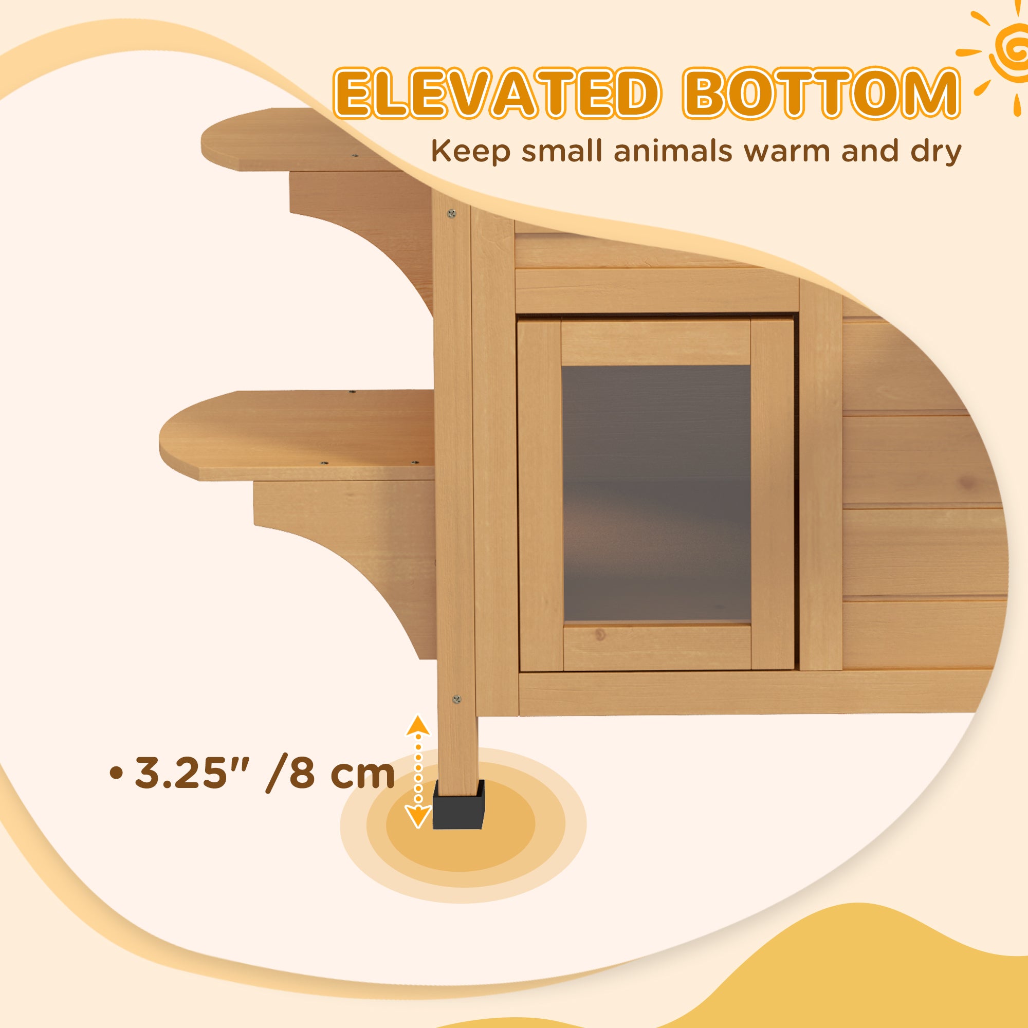  2-story Cat House Outdoor, Weatherproof Wooden Cat Enclosure for Feral Cats with Escape Door, Openable Roof, Jumping Platforms, Natural