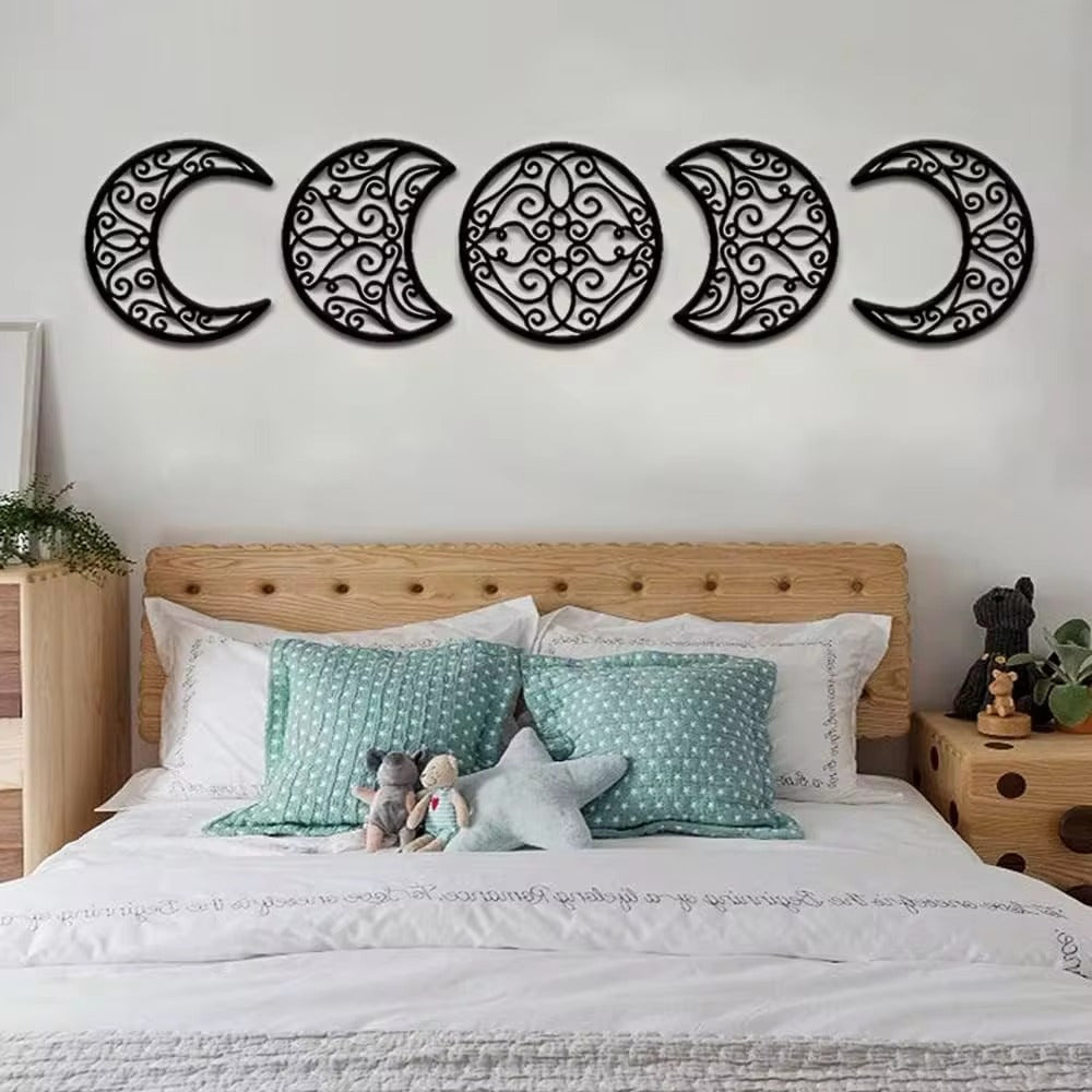 Crescent Moon Wall Art Set Of 5, Islamic Home Decor