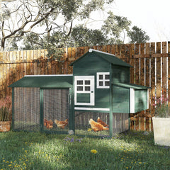 83" Wooden Outdoor Backyard Chicken Coop Fence Rabbit Bunny Hutch House with Covered Run and Nesting Box