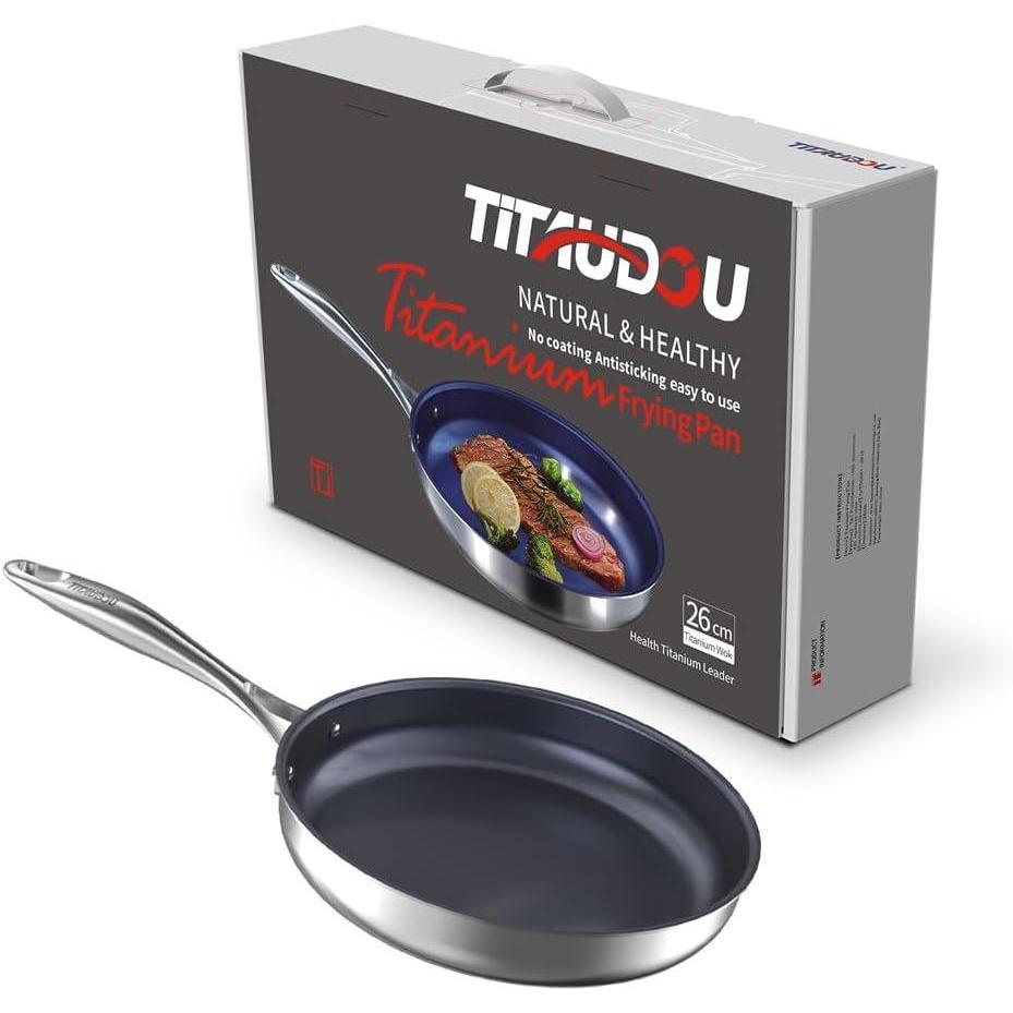 Titanium Alloy Stainless Steel 10-inch PFAS-Free PFOA-Free Non-Stick Pan Dishwasher-Safe Oven-Safe Suitable For All Stovetop Cookware