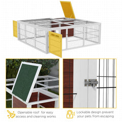64" Wooden Outdoor Rabbit Hutch Playpen Tortoise House Habitat with Run and Enclosed Cover