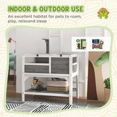 Tortoise Habitat with Shelf Storage Tortoise Gift Accessory with Weather Protection for Indoor, Light Gray