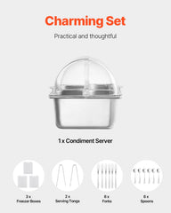 Countertop Food Serving Display Container 4 Pan Condiment Dispenser With Lid