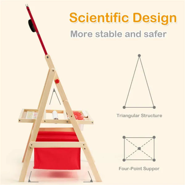 3-in-1 Kids Art Easel - Double-Sided Magnetic Board+Paper Roll, 26 Letter Magnets, Multicolor