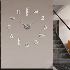 Large Modern Art Deco Wall Clock Silent Acrylic Unique Decorative Wall Clocks For Living Room Bedroom Home Office Hotel Classroom (Black)