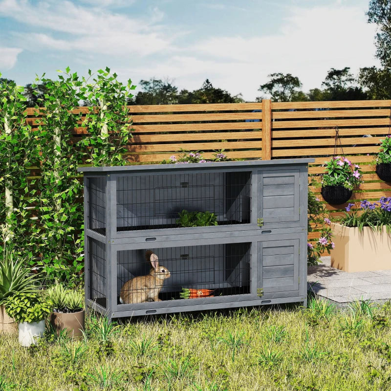 54 2-Story Large Rabbit Hutch Bunny Cage Pet House Small Animal Habitat With Lockable Doors