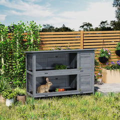 54 2-Story Large Rabbit Hutch Bunny Cage Pet House Small Animal Habitat With Lockable Doors