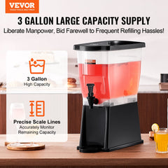 Beverage Dispenser, 3 Gallon Drink Dispenser For Parties, Plastic Juice Dispenser With Stand Spigot Lid, Iced Tea Lemonade Juice Water Dispenser, For Restaurants, Hotels, Parties