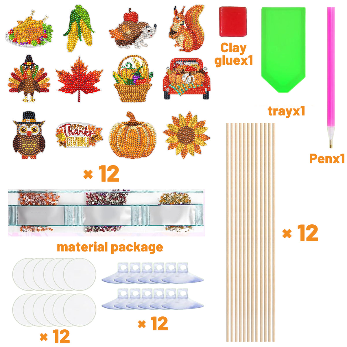 12 Packs Rhinestones Painting Art Kit