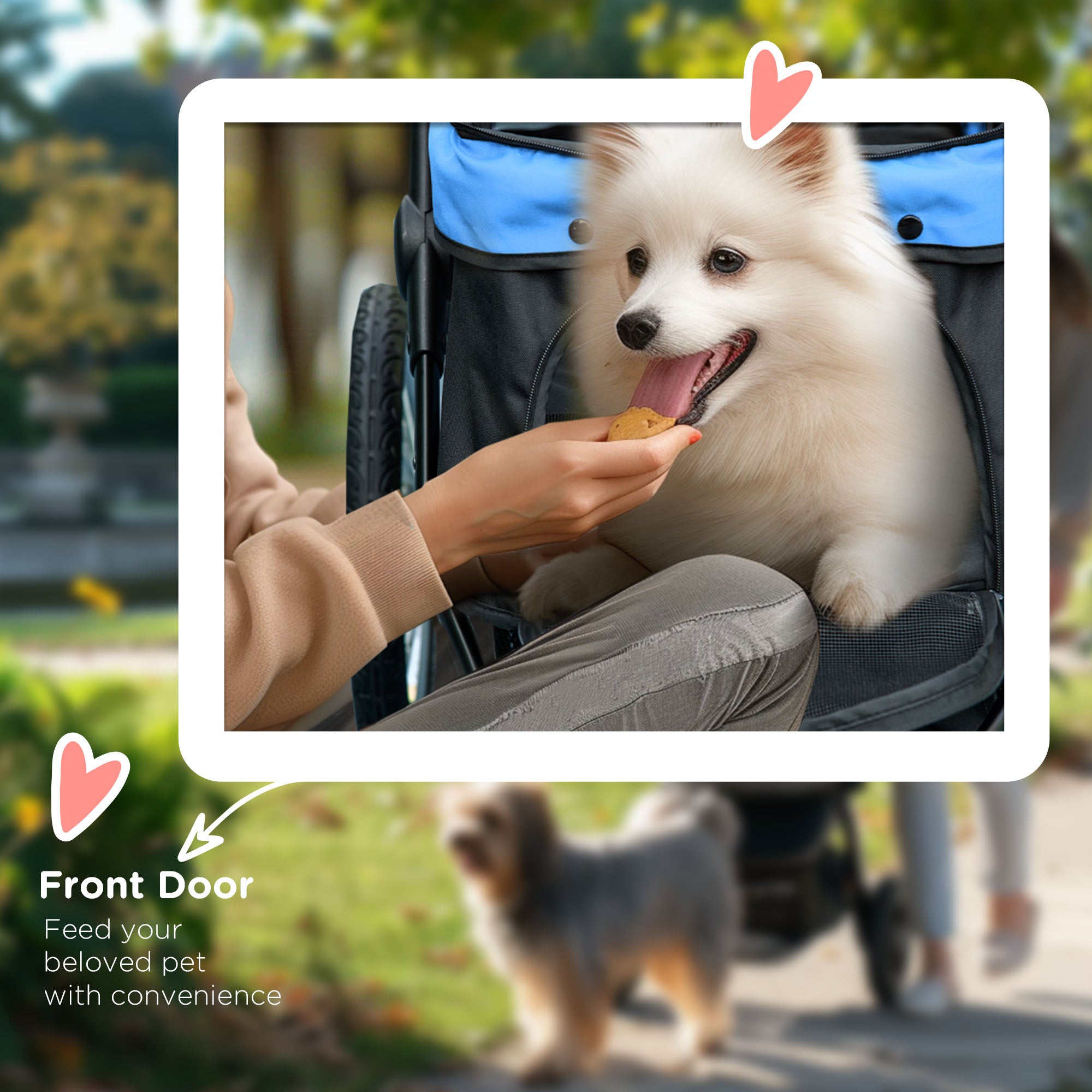 3 Wheels Pet Stroller for Small Dogs and Medium Dogs with Adjustable Canopy, Safety Tether, Storage Basket, Blue