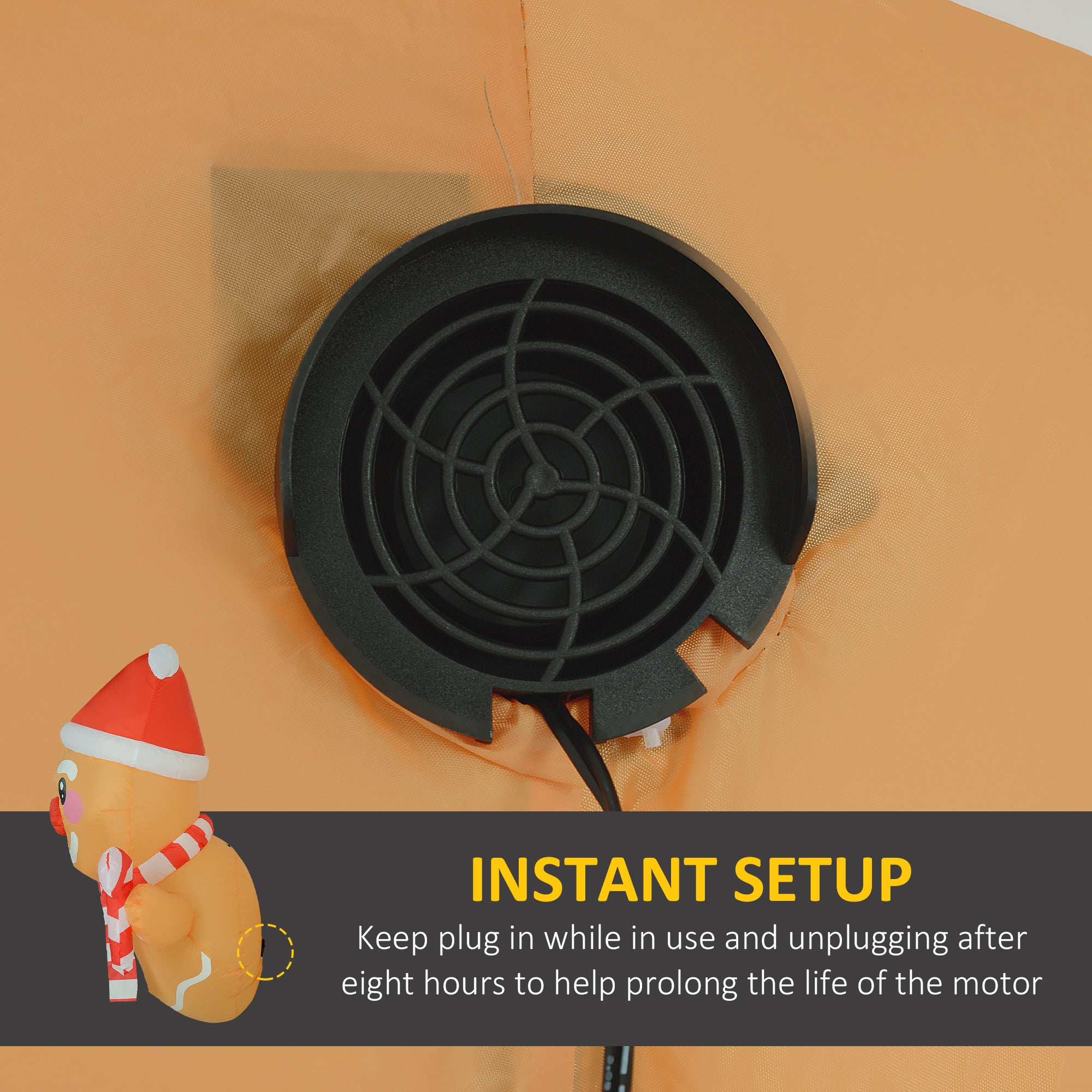 3.4' Inflatable Hanging Gingerbread Man Holding Gift Box & Candy Cane w/ LED Lights, Blow-Up Outdoor Display for Party