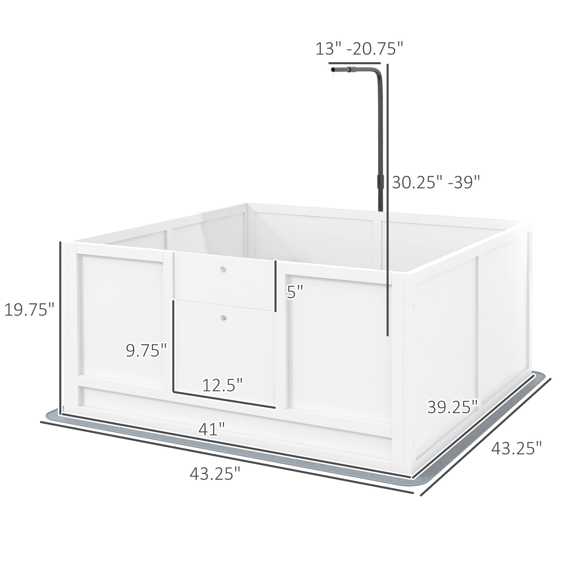 Whelping Box for Puppies with Pee Pad, Pig Rail, Adjustable Door for Small, Medium & Large Breed Dogs Birth, 41" x 39"