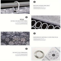 METABEST 3D Pebble Pattern Shower Curtain Liner Made Of Durable PEVA With Heavy-Duty Magnets For Showers And Tubs, 71 X 71 Inches, With 12 Hooks