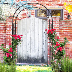 Metal Garden Arch L42.24'' X W17.52'' X H85.82'' Climbing Plants Support Rose Arch Outdoor Black