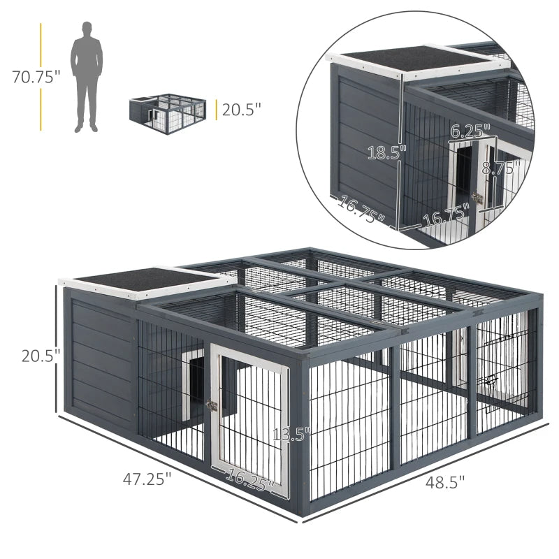 Rabbit Hutch, Waterproof Rabbit House For Small Animals, Gray