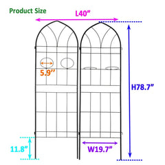 2 Pack Metal Garden Trellis 78.7" X 19.7" Rustproof Trellis For Climbing Plants Outdoor Flower Support Black