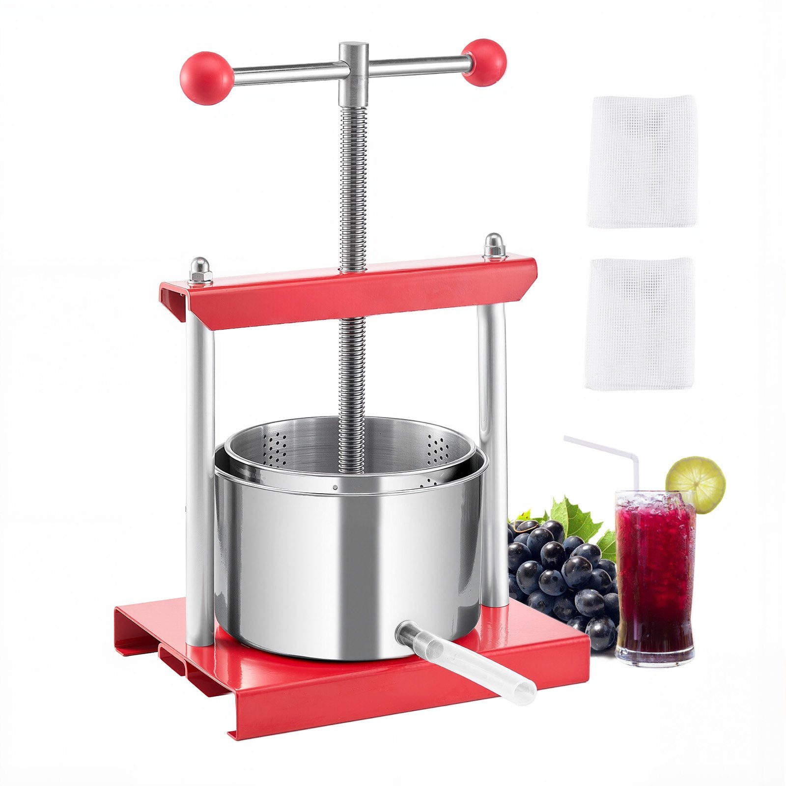 Fruit Wine Press Manual Press For Wine Making 0.8 Gal/3L Stainless Steel