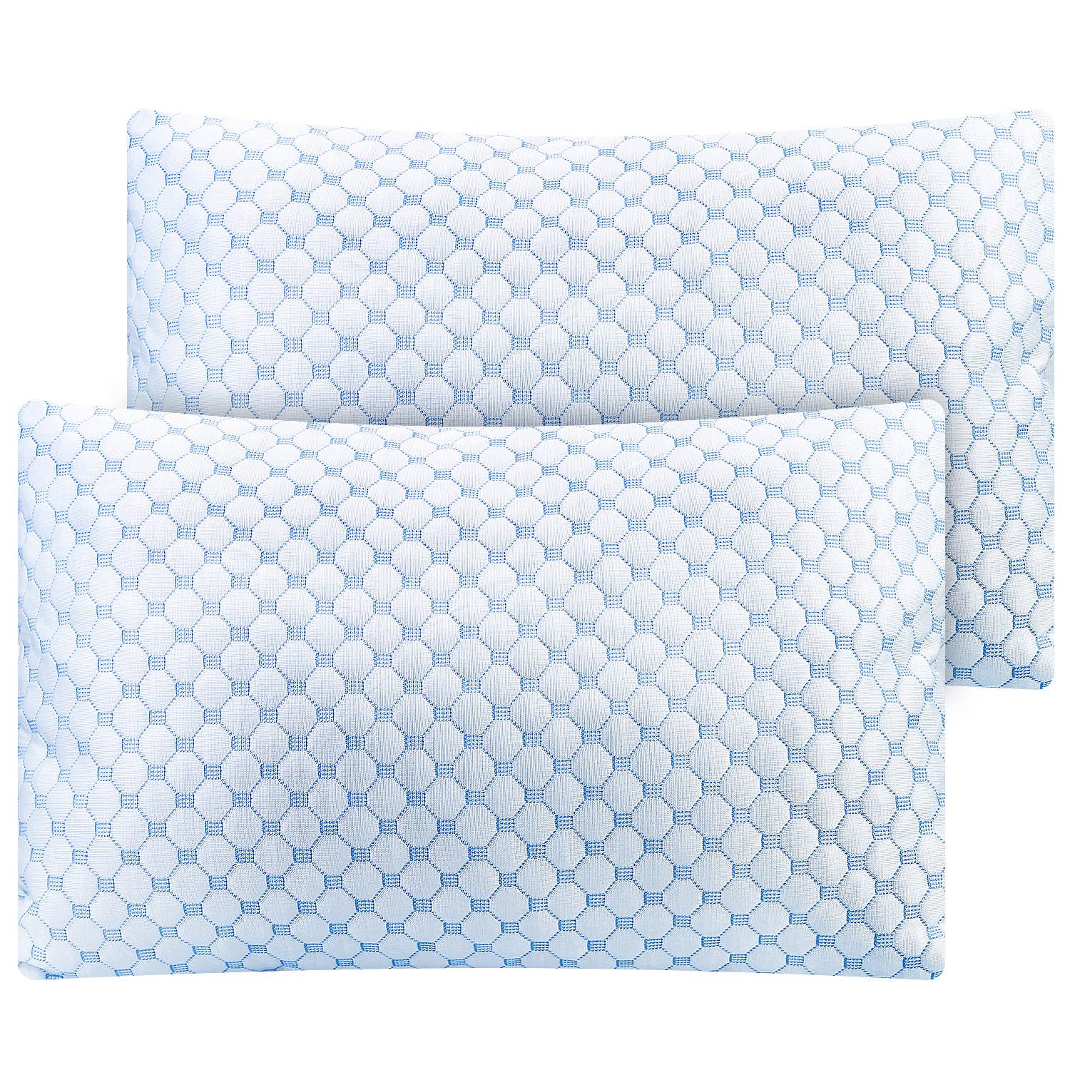 2Pcs Or 1Pc Cooling Memory Foam Pillow Ventilated Soft Bed Pillow With Cooling Gel Infused Memory Foam Machine Washable