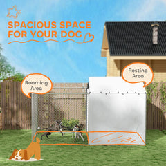 Galvanized Chain Link Large Outdoor Dog Kennel with Waterproof & UV-Resistant Cover, for M&L Dogs, 13.1' x 7.5' x 7.5'